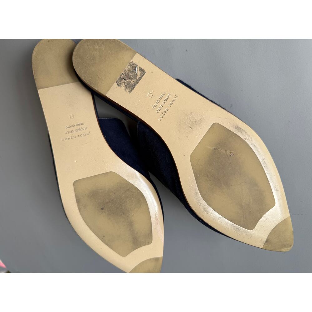 Jenni Kayne Blue Suede Flat Mule sz 41 Pointy toe Leather Slipper Slides Italy - Picture 4 of 6